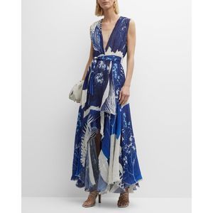 Mes Demoiselles Caspienne Sleeveless Botanical-Print Maxi Dress